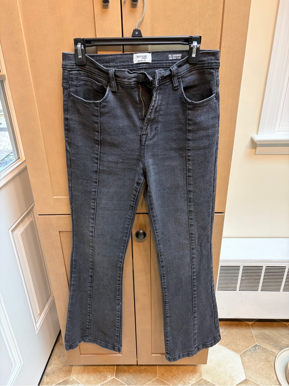 Kensie Women's Dark Gray Flare Jeans